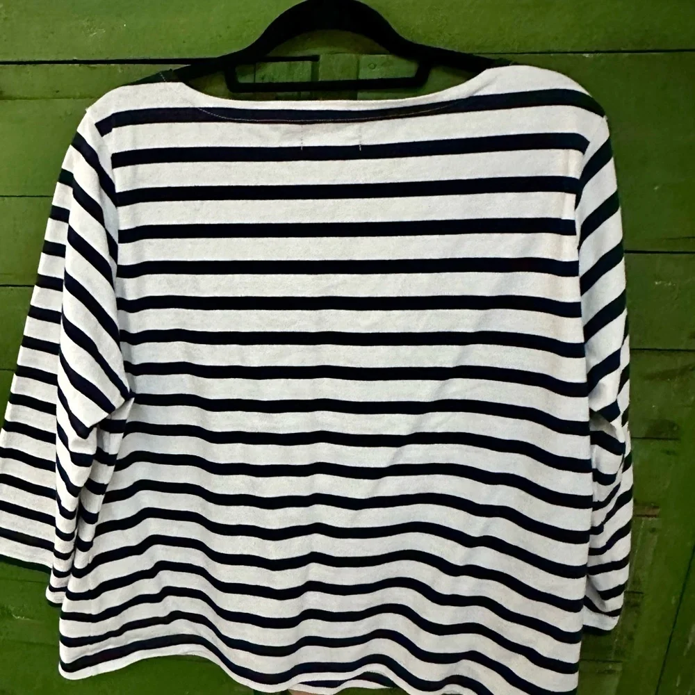 J. Crew Women's Navy and White striped boatneck mariner tee top shirt - Picture 5 of 6
